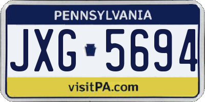 PA license plate JXG5694