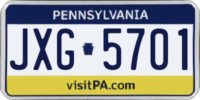 PA license plate JXG5701