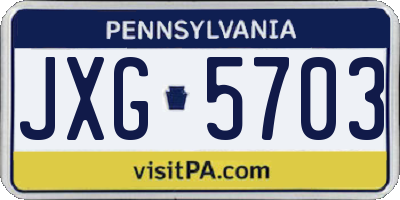 PA license plate JXG5703