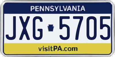 PA license plate JXG5705