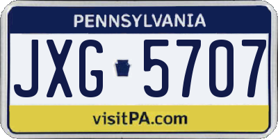 PA license plate JXG5707