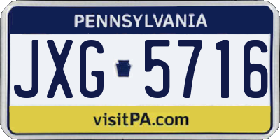 PA license plate JXG5716