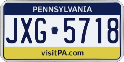 PA license plate JXG5718