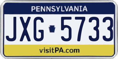 PA license plate JXG5733