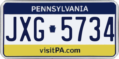 PA license plate JXG5734