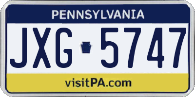 PA license plate JXG5747