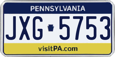 PA license plate JXG5753