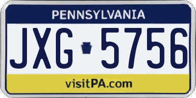 PA license plate JXG5756