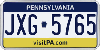 PA license plate JXG5765