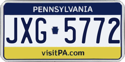PA license plate JXG5772