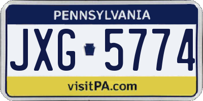 PA license plate JXG5774