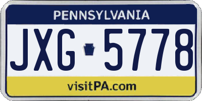 PA license plate JXG5778