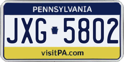 PA license plate JXG5802