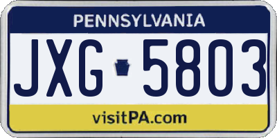 PA license plate JXG5803