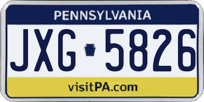 PA license plate JXG5826