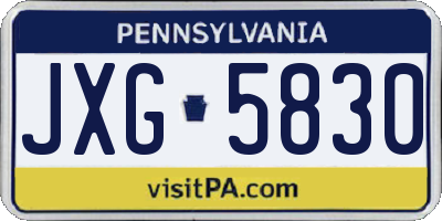 PA license plate JXG5830