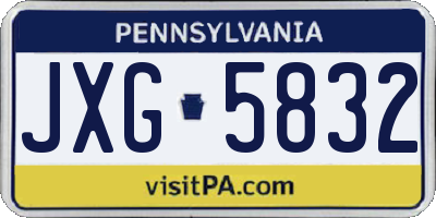 PA license plate JXG5832