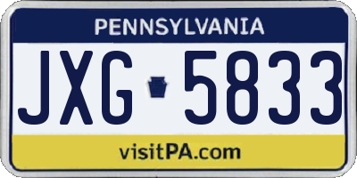 PA license plate JXG5833