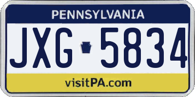 PA license plate JXG5834