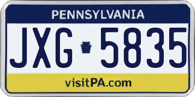 PA license plate JXG5835