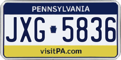 PA license plate JXG5836