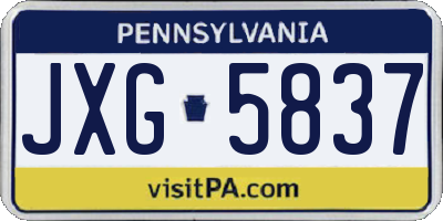 PA license plate JXG5837