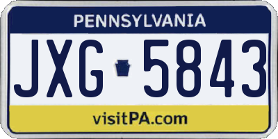 PA license plate JXG5843