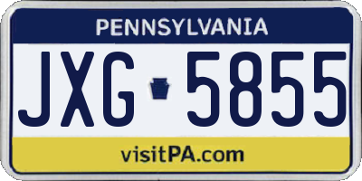 PA license plate JXG5855