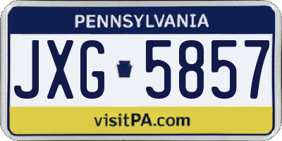 PA license plate JXG5857