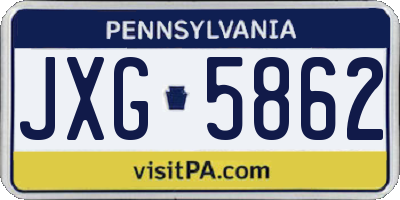 PA license plate JXG5862