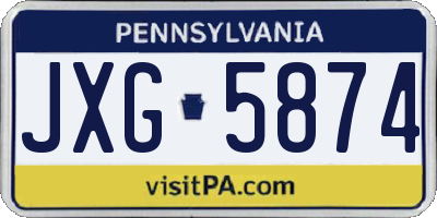 PA license plate JXG5874