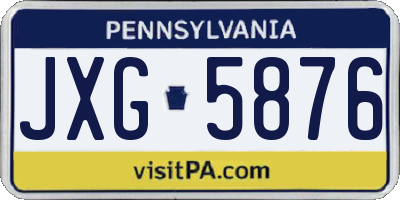 PA license plate JXG5876