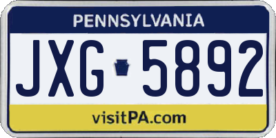 PA license plate JXG5892