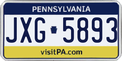 PA license plate JXG5893