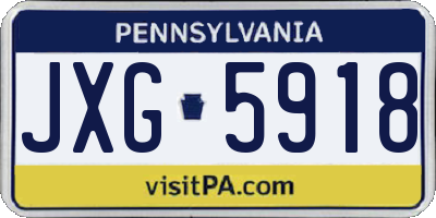 PA license plate JXG5918