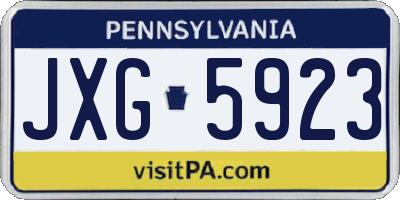 PA license plate JXG5923