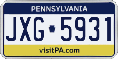 PA license plate JXG5931