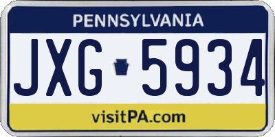 PA license plate JXG5934