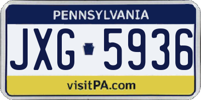 PA license plate JXG5936