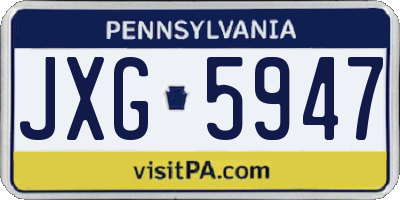 PA license plate JXG5947