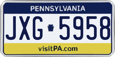 PA license plate JXG5958