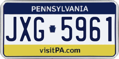 PA license plate JXG5961