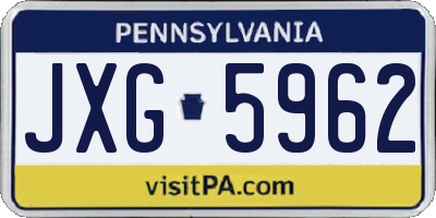 PA license plate JXG5962