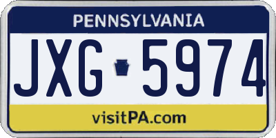 PA license plate JXG5974