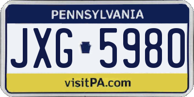 PA license plate JXG5980