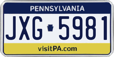 PA license plate JXG5981