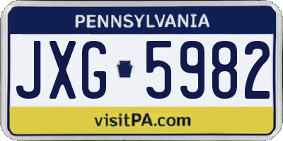 PA license plate JXG5982