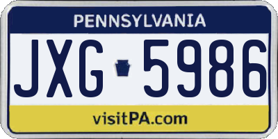 PA license plate JXG5986