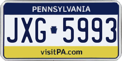 PA license plate JXG5993