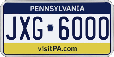 PA license plate JXG6000